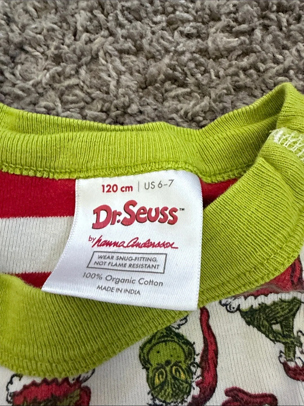 Hanna Andersson Red & Green Grinch Print Kids Pajama Set